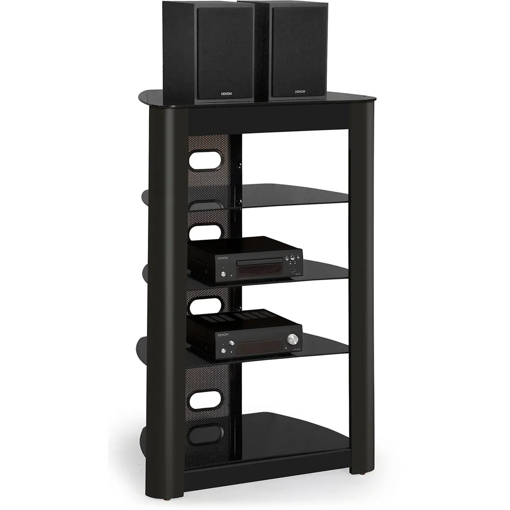 Zinnia 5 Shelf TV Stand - Black Glass