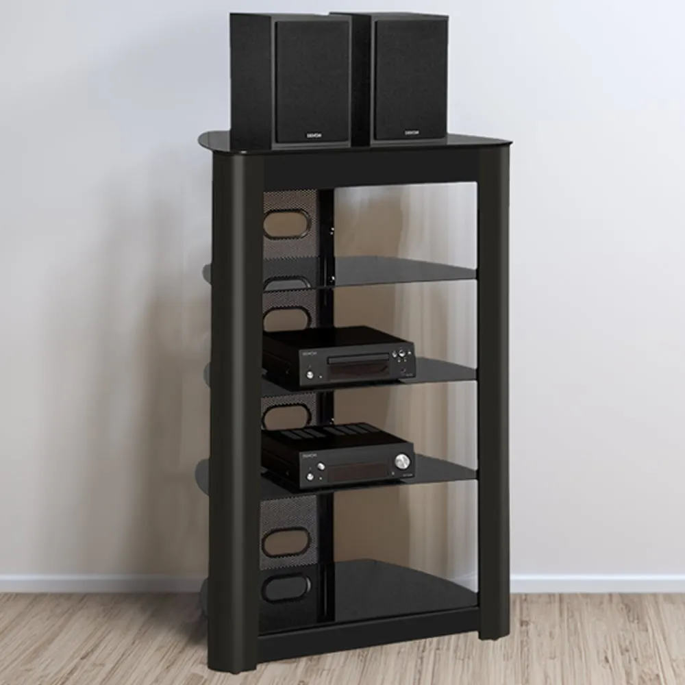 Zinnia 5 Shelf TV Stand - Black Glass image