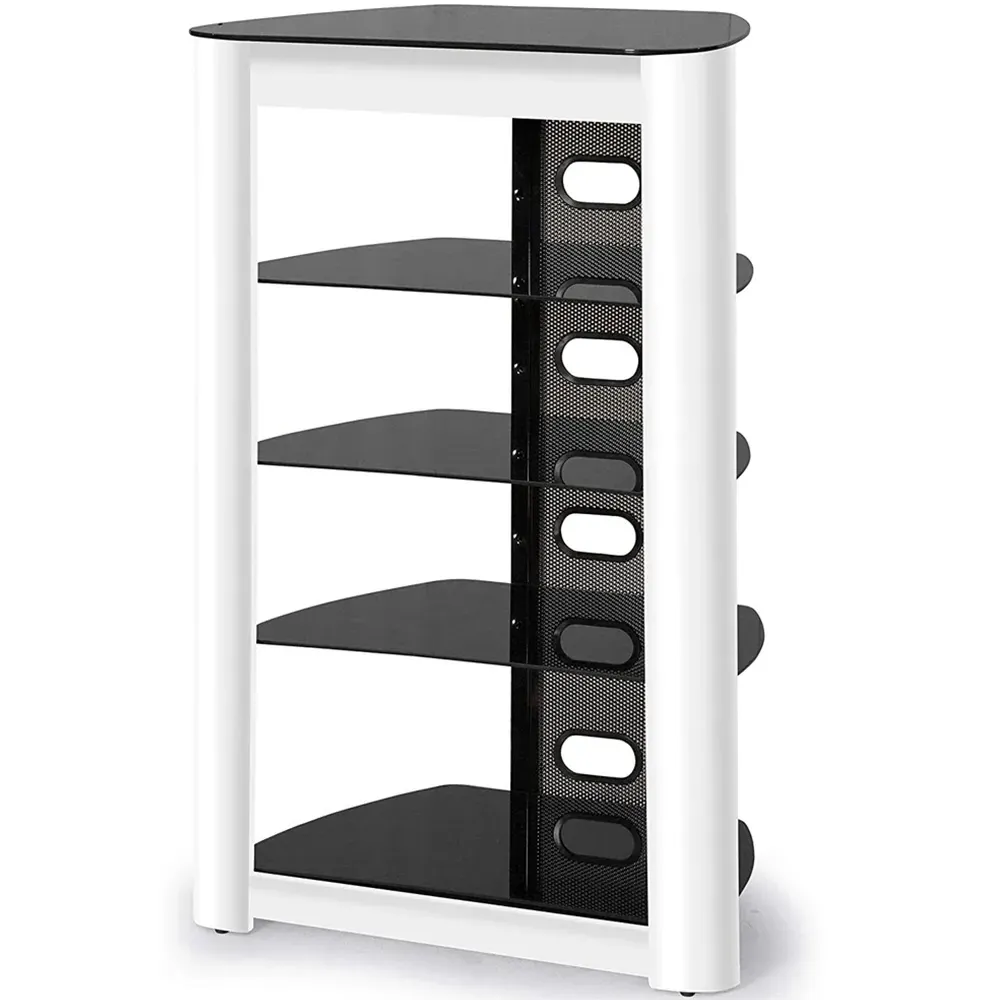 Zinnia 5 Tier AV Rack with Cable Management - Black Glass