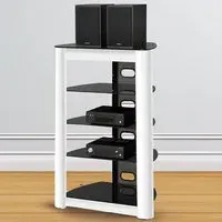 Zinnia 5 Tier AV Rack with Cable Management - Black Glass