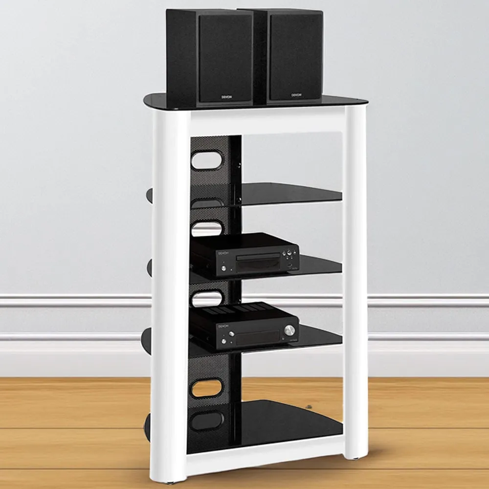 Zinnia 5 Tier AV Rack with Cable Management - Black Glass image