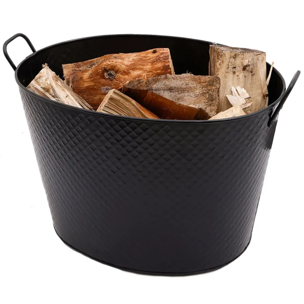 Large Diamond Embossed Oval Bucket - Black