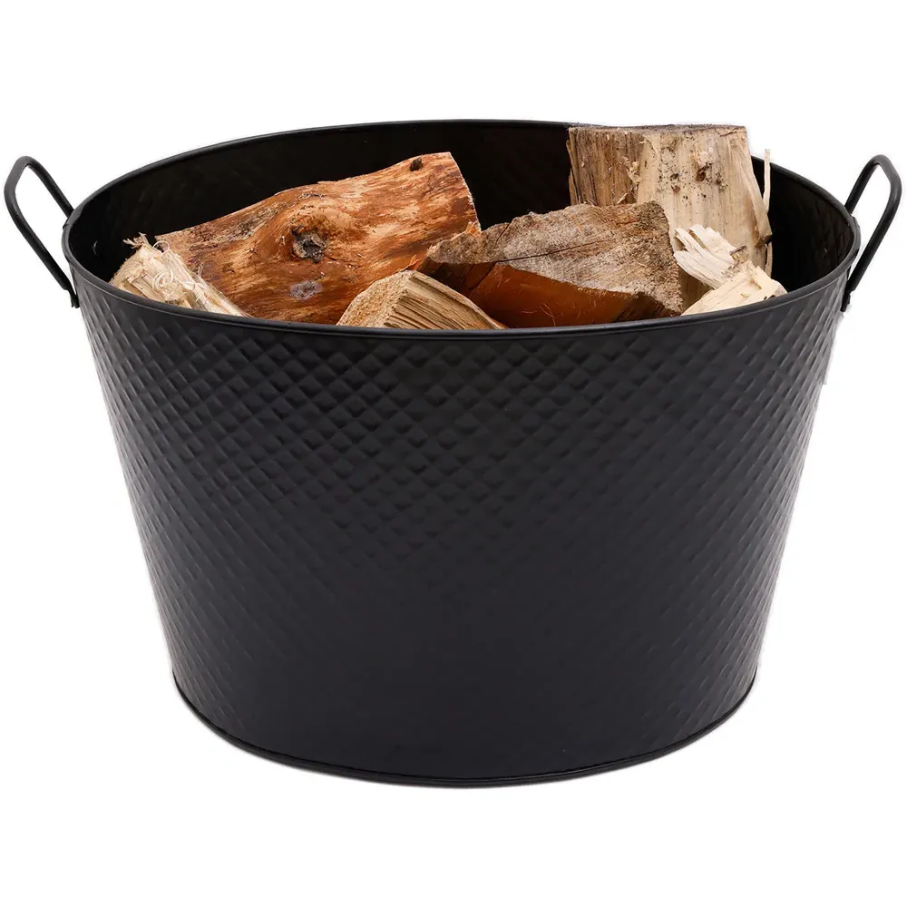Large Diamond Embossed Oval Bucket - Black
