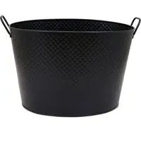 Large Diamond Embossed Oval Bucket - Black
