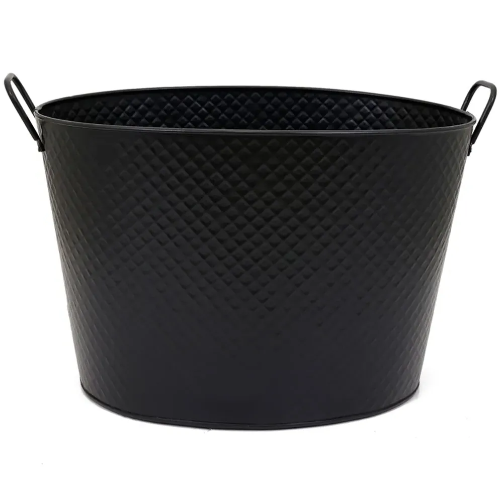 Large Diamond Embossed Oval Bucket - Black