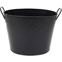Small Diamond Embossed Oval Bucket - Black