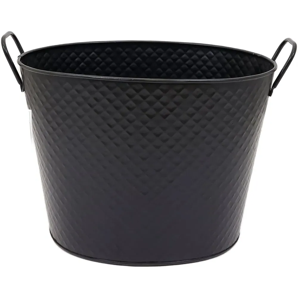 Small Diamond Embossed Oval Bucket - Black image