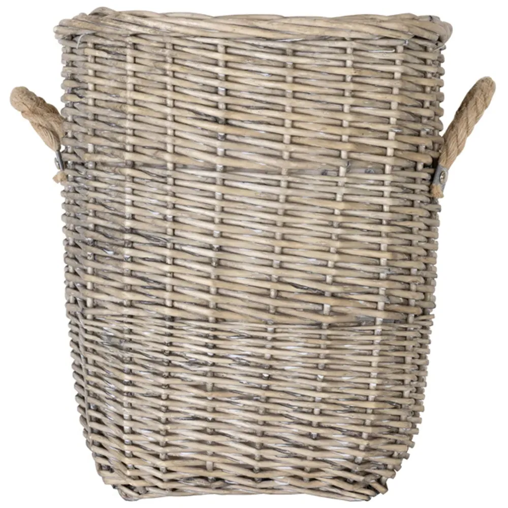Snug Log Basket with Fabric Liner Set of 2 - Natural, Wicker