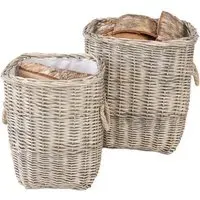 Snug Log Basket with Fabric Liner Set of 2 - Natural, Wicker