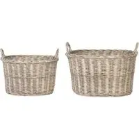 Snug Oval Log Basket Set of 2 - Natural, Wicker