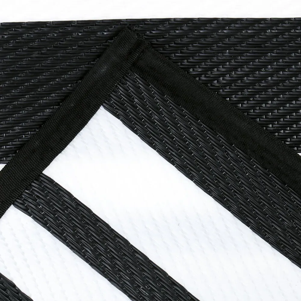 Stripe Lightweight Waterproof Indoor/Outdoor Rug - Black