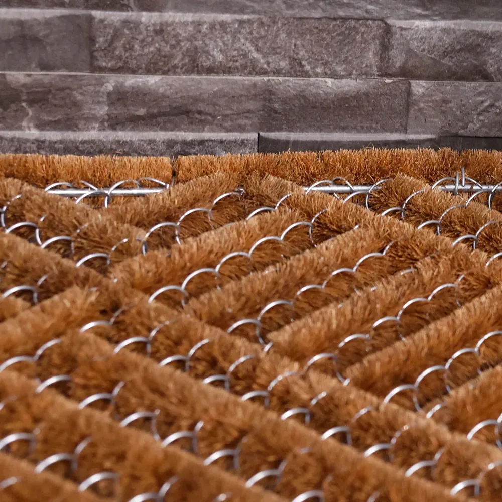 Wood Boot Scraper Twist Door Mat - Wood, Coir