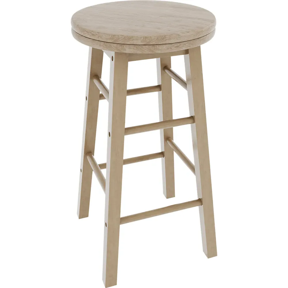 Pine Wooden Revolving Bar Stool - Brown