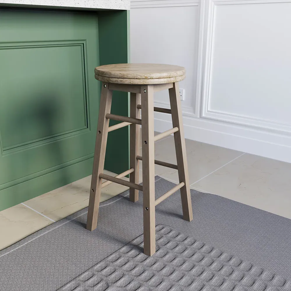 Pine Wooden Revolving Bar Stool - Brown