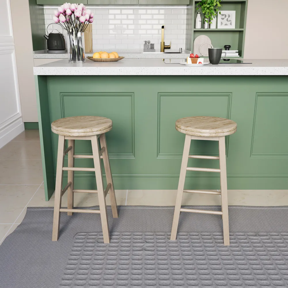 Pine Wooden Revolving Bar Stool - Brown