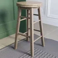 Pine Wooden Revolving Bar Stool - Brown
