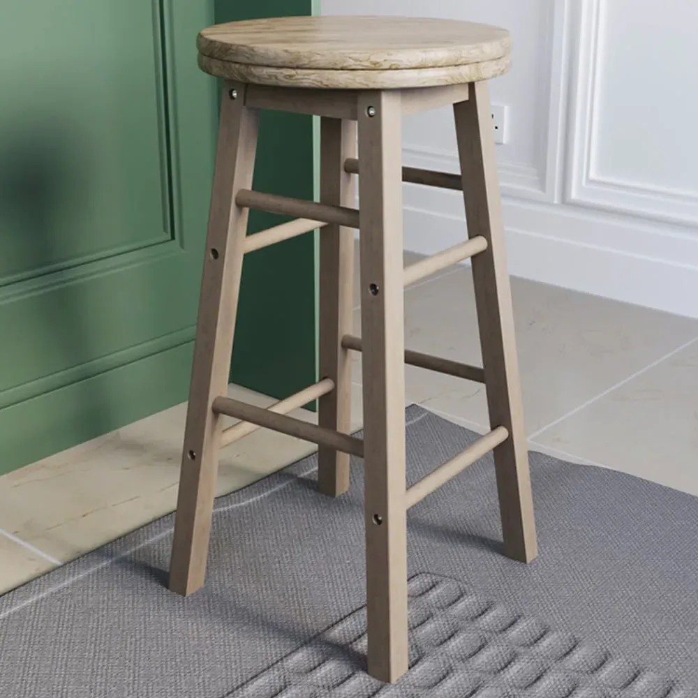 Pine Wooden Revolving Bar Stool - Brown image