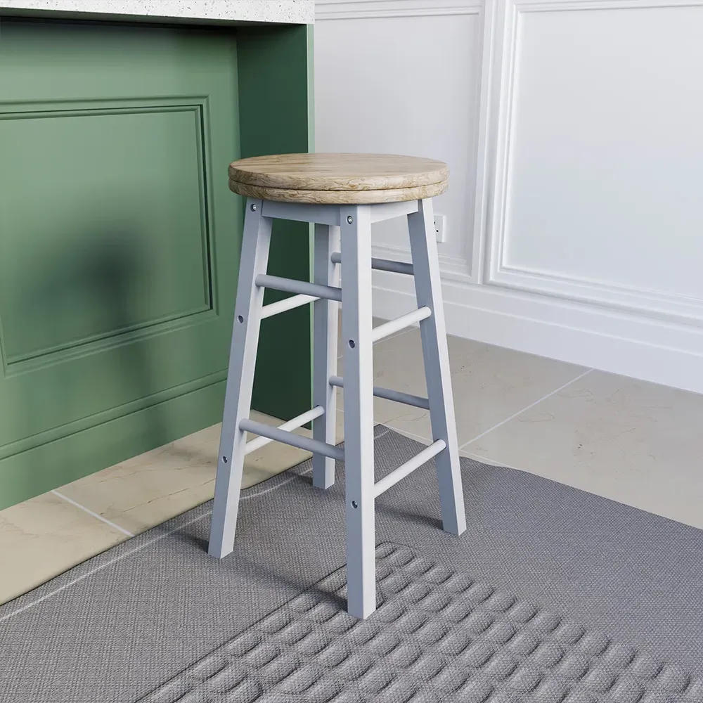 Revolving Bar Stool - White, Wood