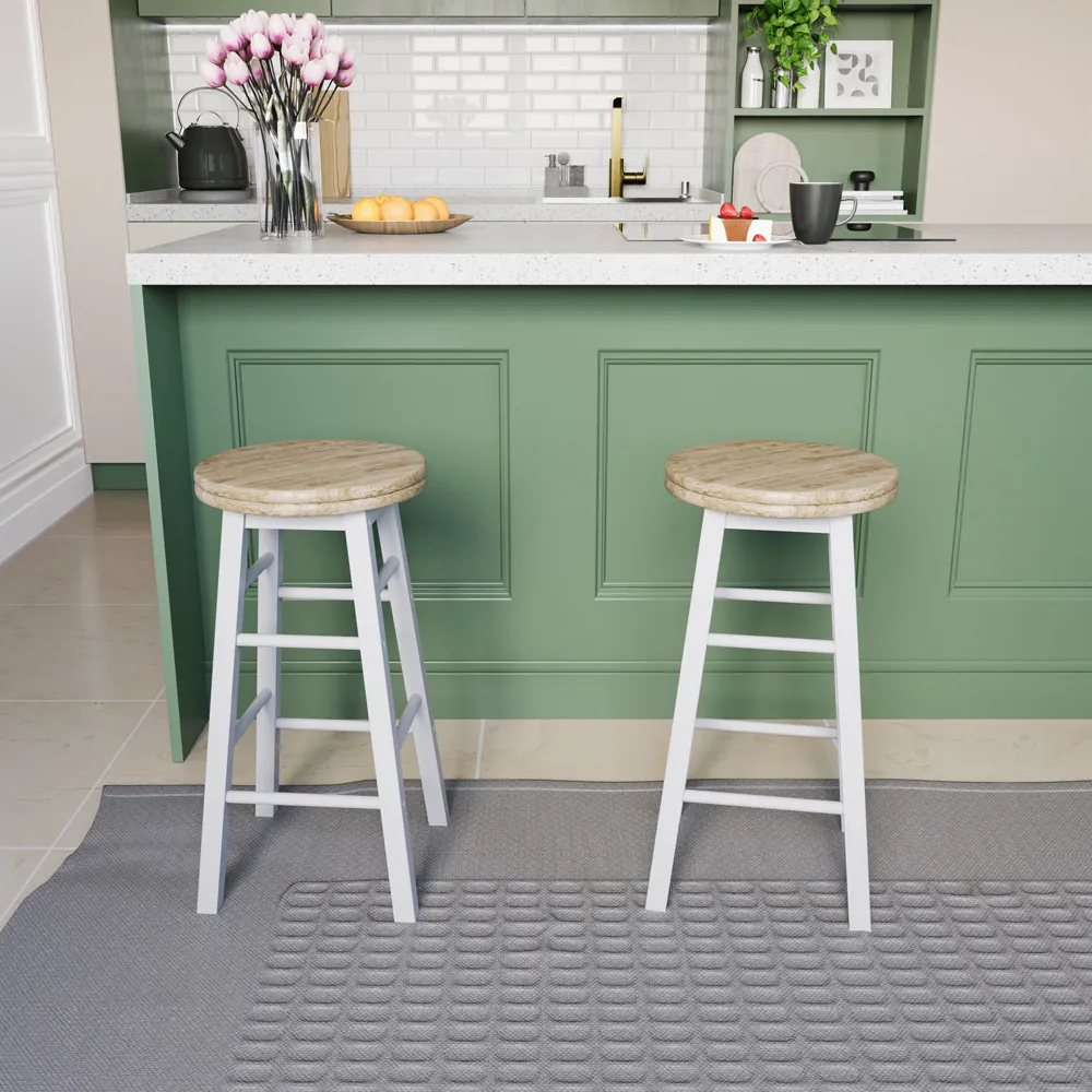 Revolving Bar Stool - White, Wood