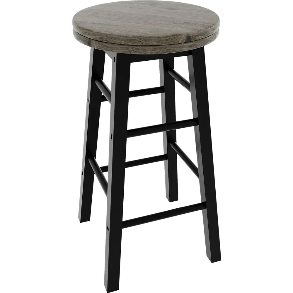 Wooden Revolving Bar Stool - Black