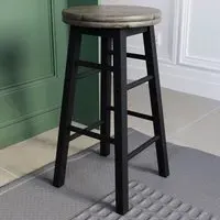 Wooden Revolving Bar Stool - Black