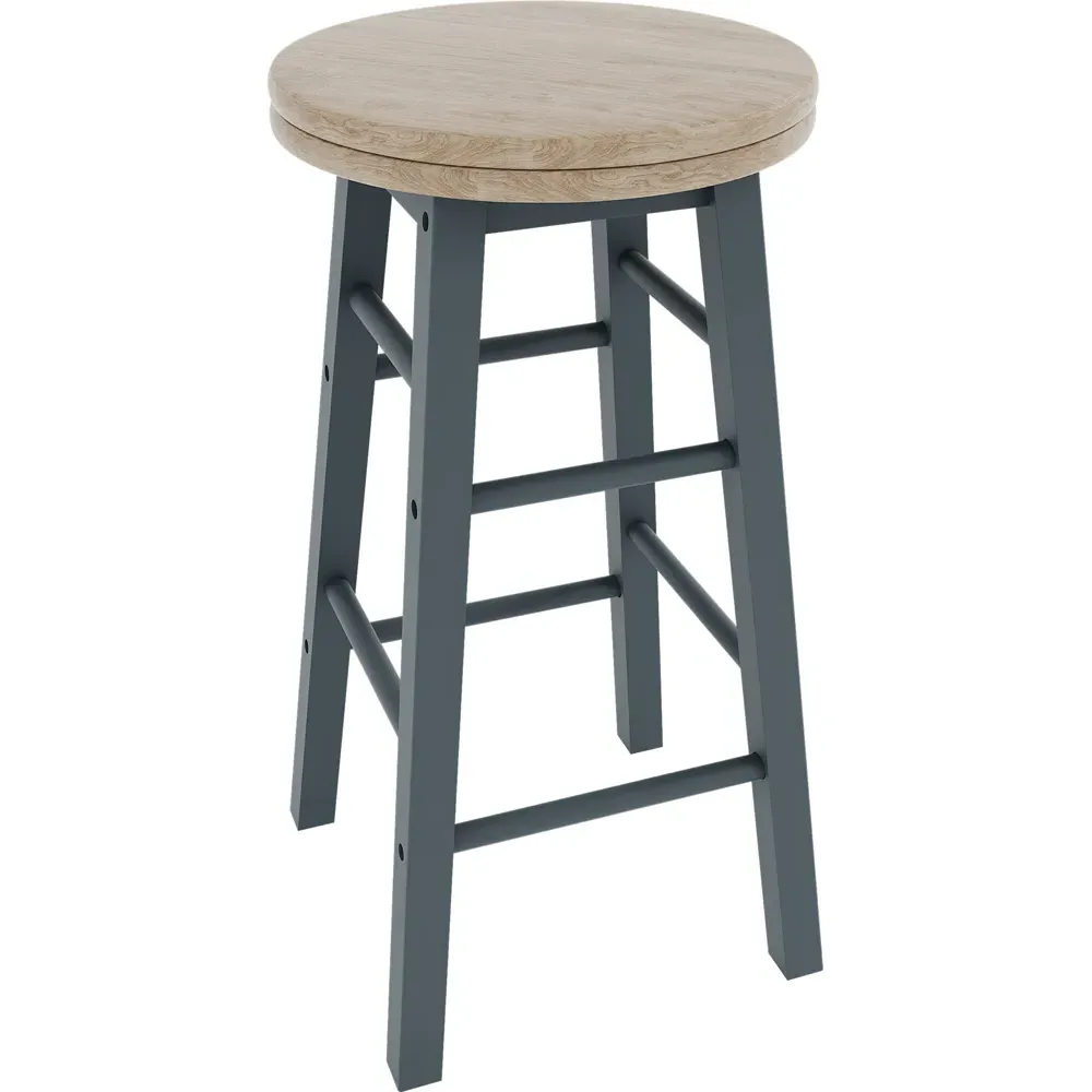 Wooden Revolving Bar Stool - Grey