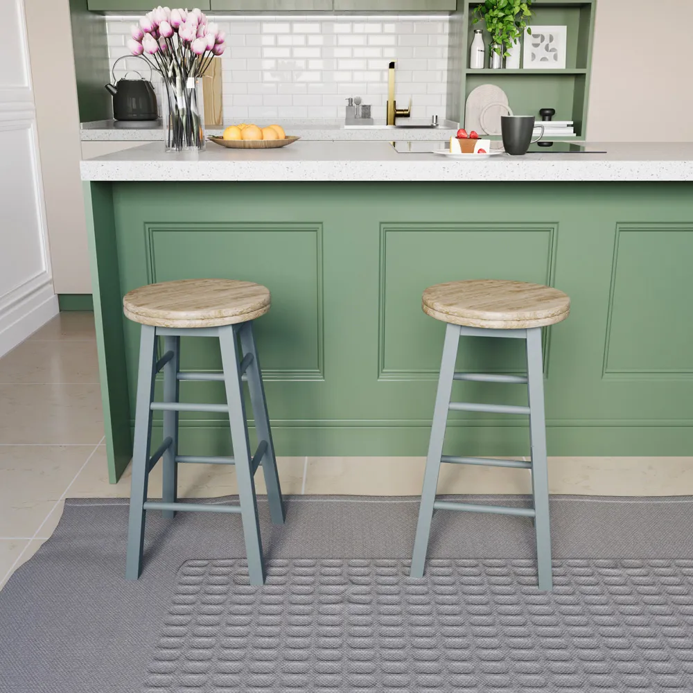 Wooden Revolving Bar Stool - Grey