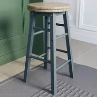 Wooden Revolving Bar Stool - Grey