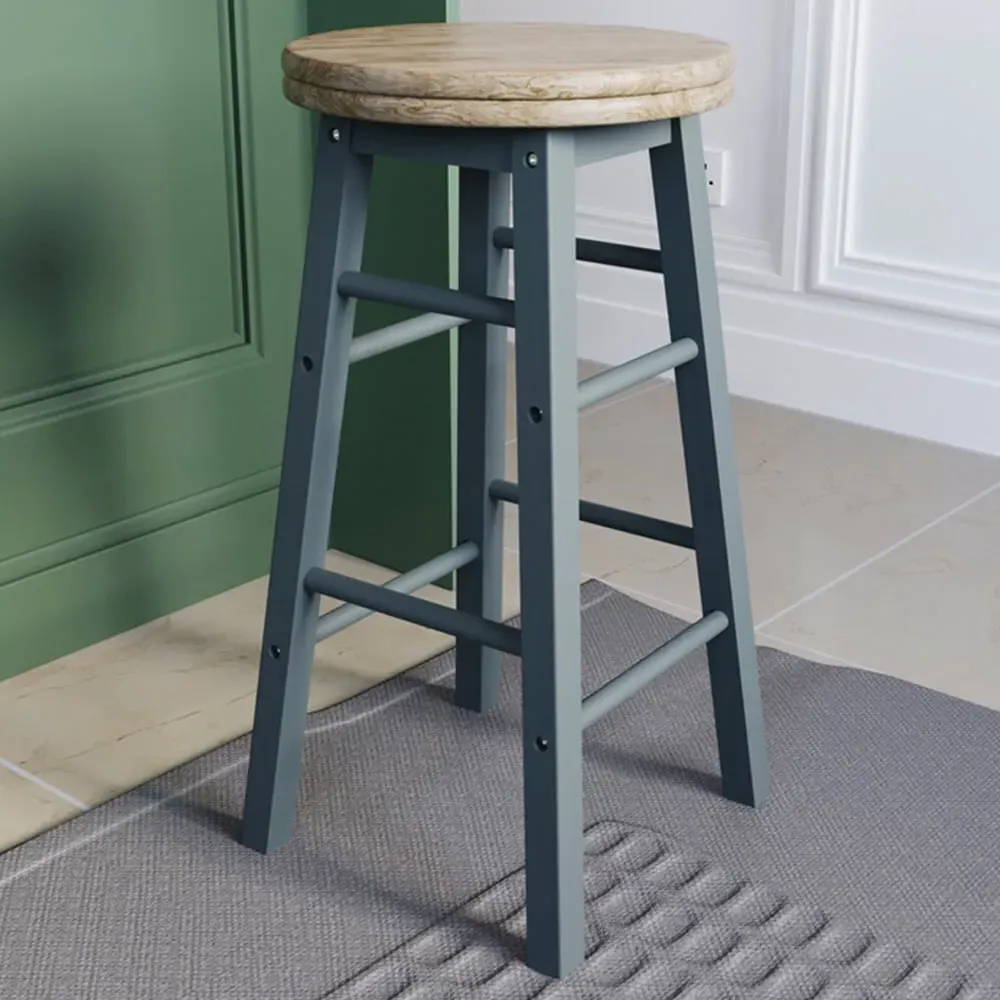 Wooden Revolving Bar Stool - Grey