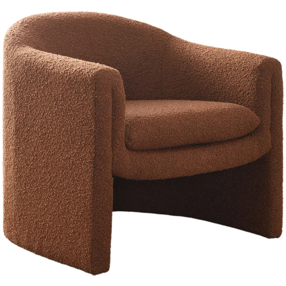Rust Boucle Accent Chair - Orange