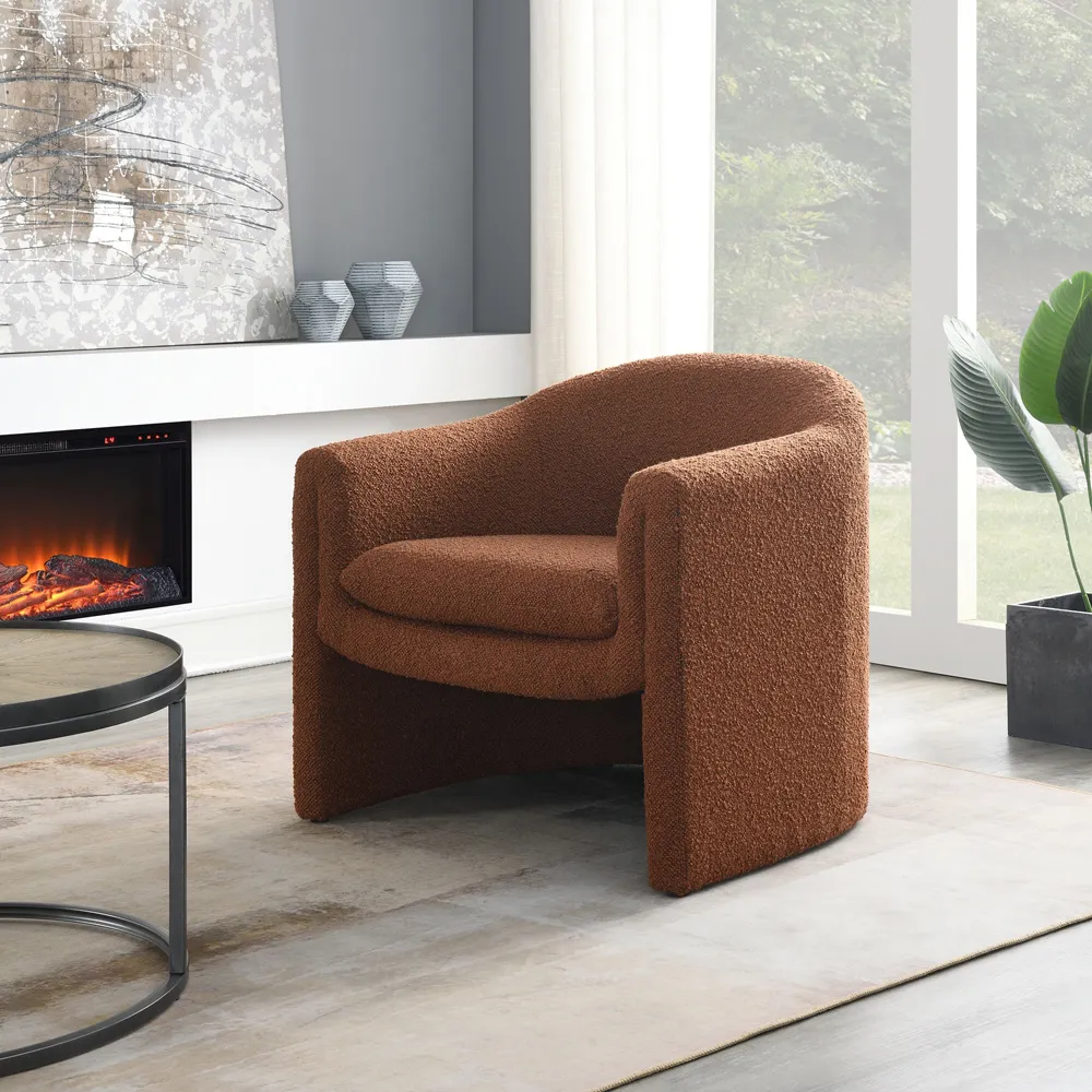 Rust Boucle Accent Chair - Orange