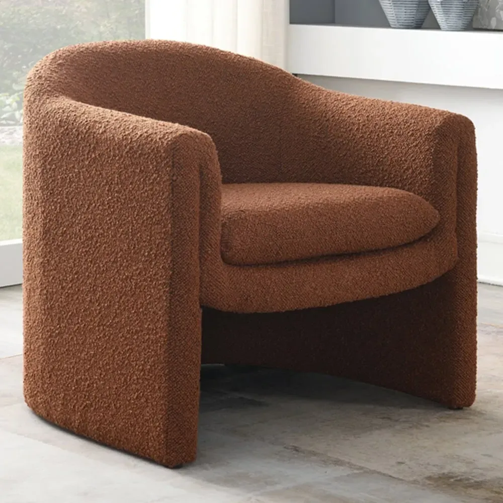 Rust Boucle Accent Chair - Orange image