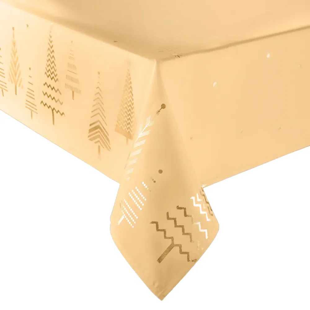 Christmas Tree Tablecloth - Cream, Gold