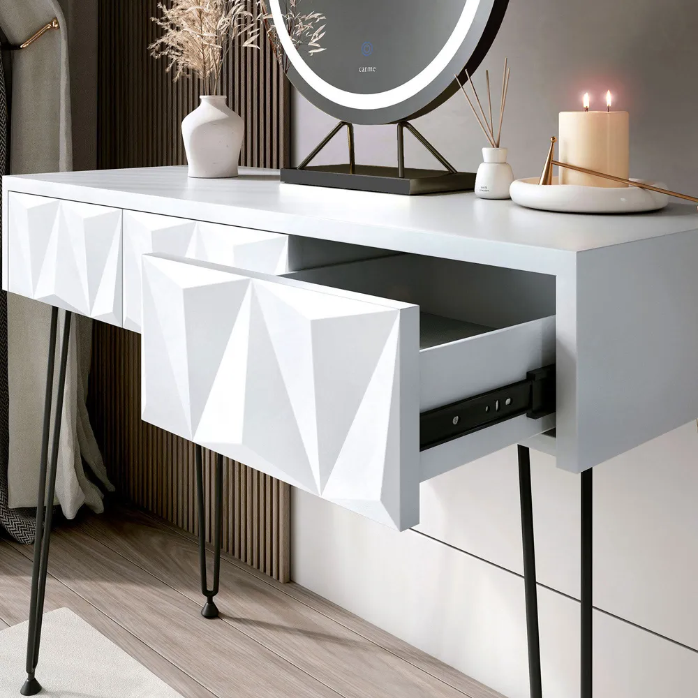 CARME Home Belle LED Mirror Dressing Table with Stool - White
