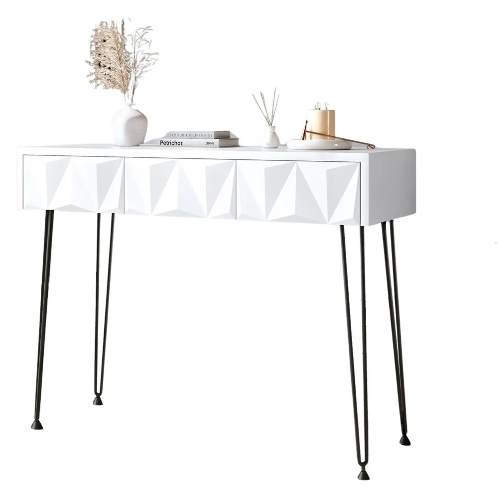 CARME Home Dressing Table with Storage - White