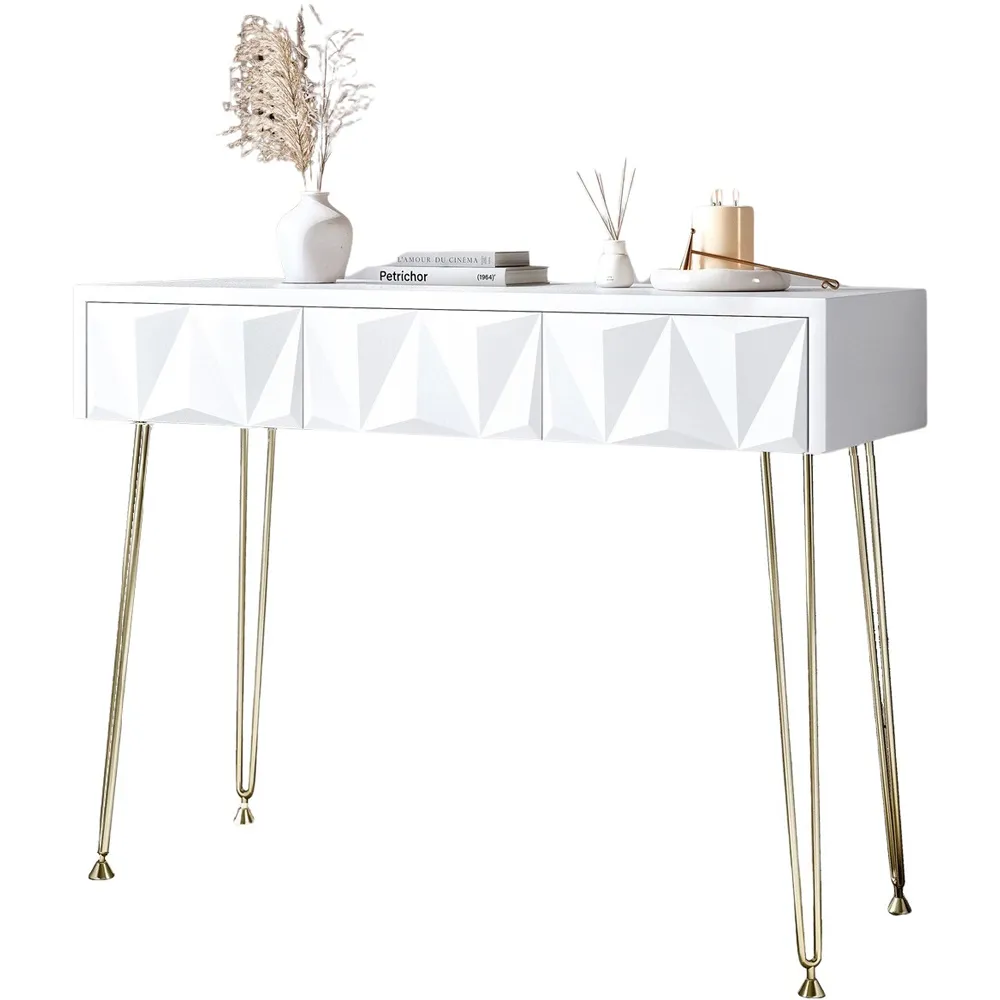 CARME Home Dressing Table with Storage - White