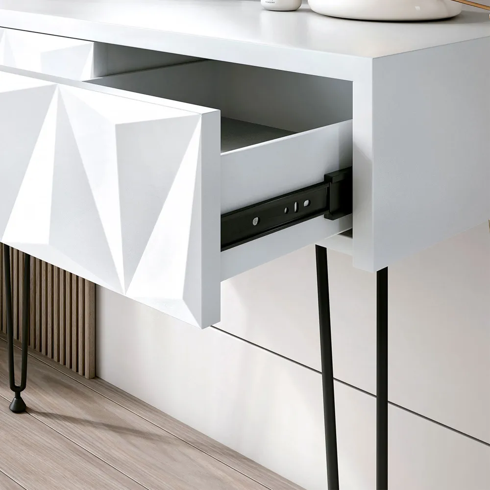 CARME Home Dressing Table with Velvet Stool - White, Black