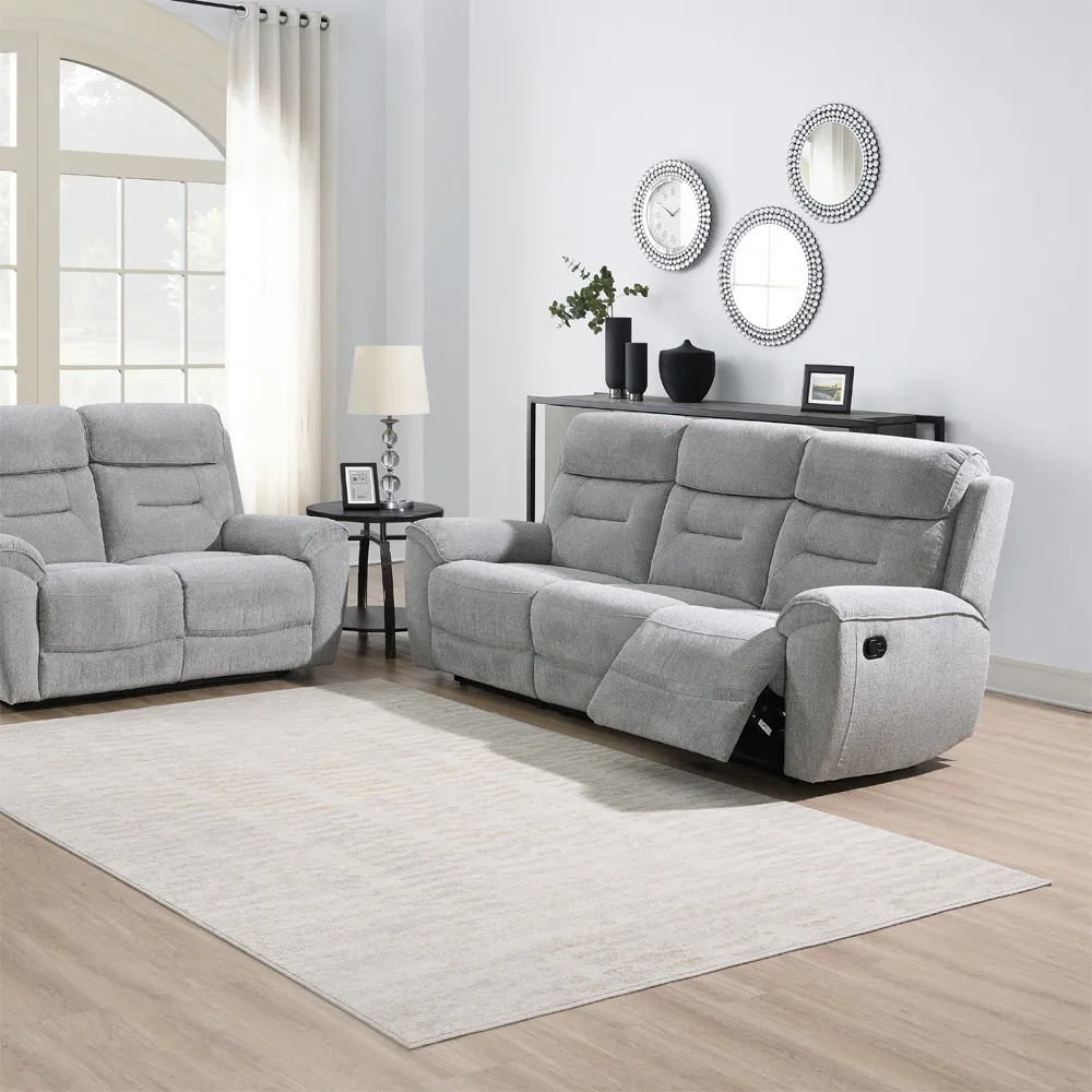 2-Seater Manual Recliner Sofa - Light Grey