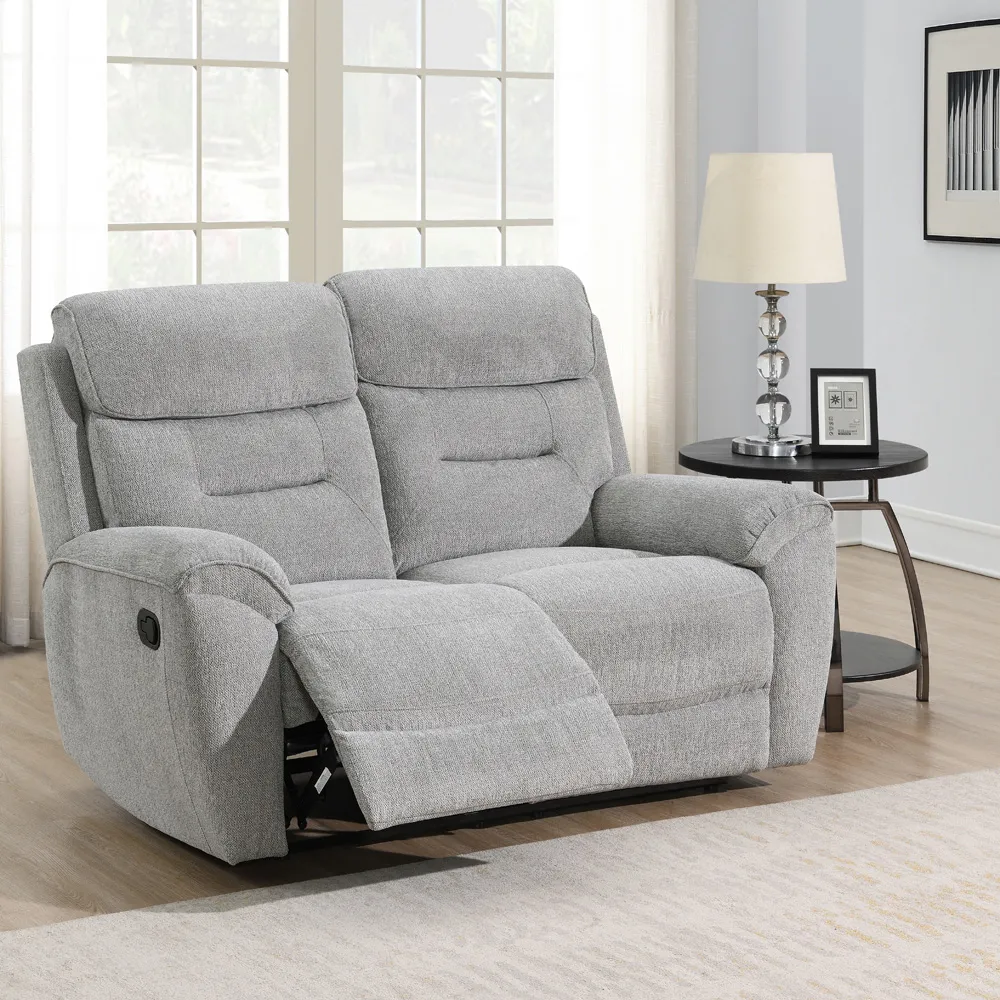 2-Seater Manual Recliner Sofa - Light Grey