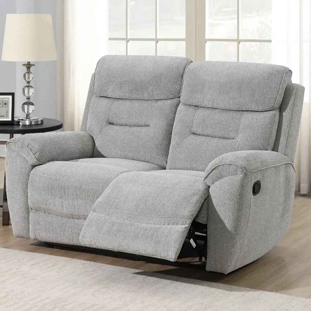 2-Seater Manual Recliner Sofa - Light Grey image