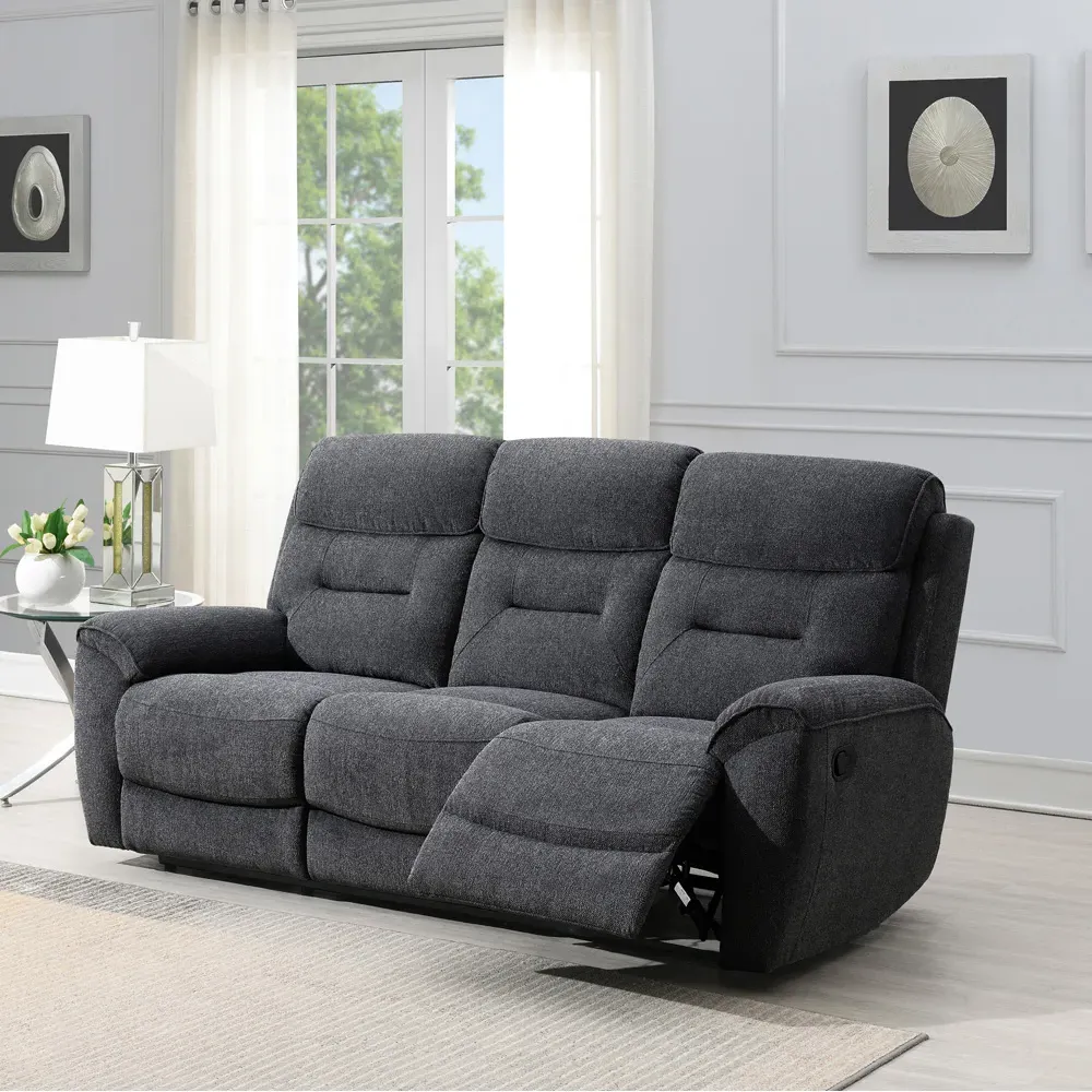 3-Seater Manual Recliner Sofa - Dark Grey