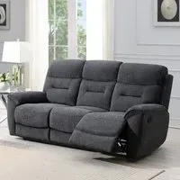 3-Seater Manual Recliner Sofa - Dark Grey
