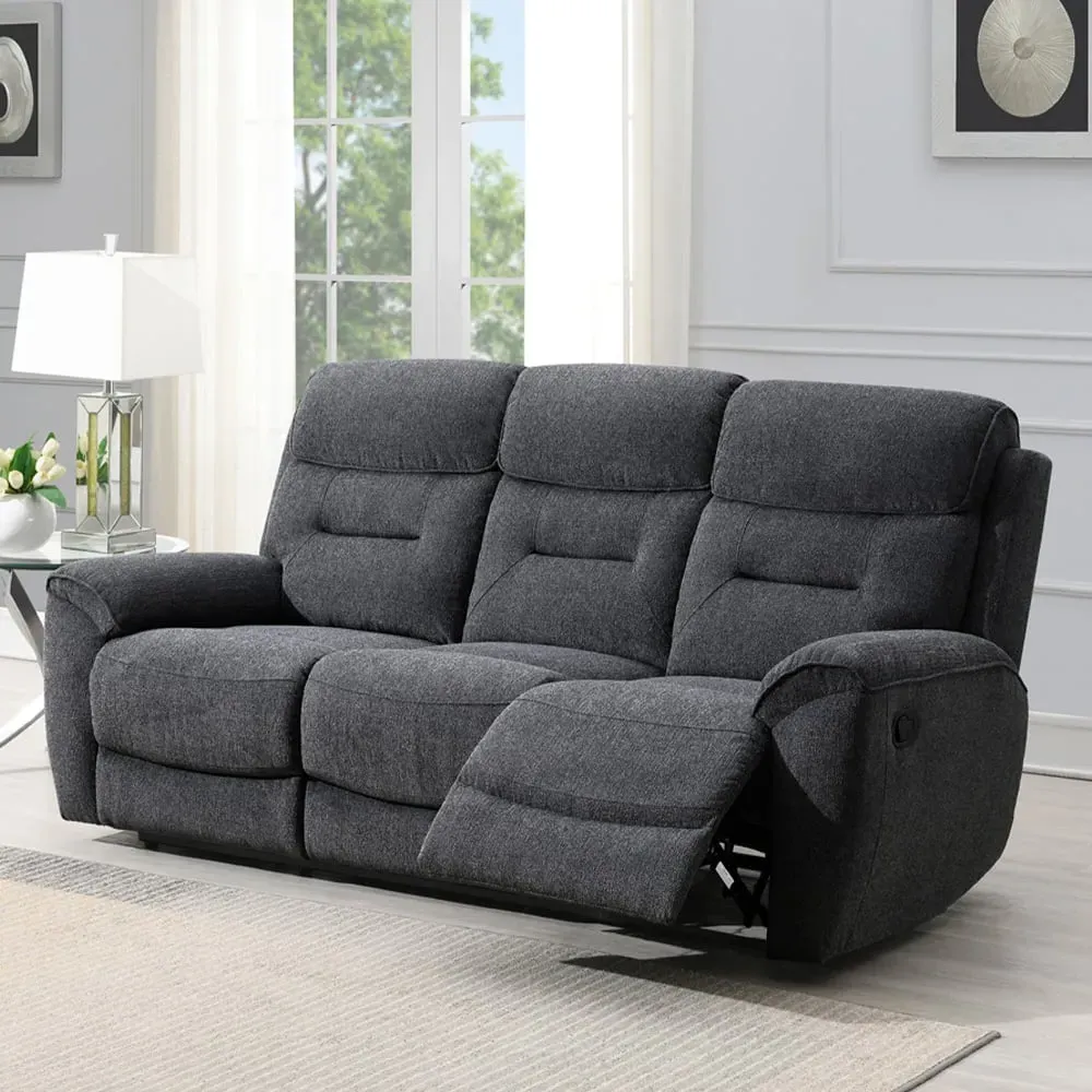 3-Seater Manual Recliner Sofa - Dark Grey