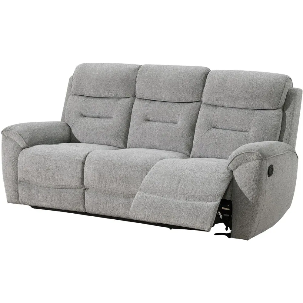 3-Seater Manual Recliner Sofa - Light Grey