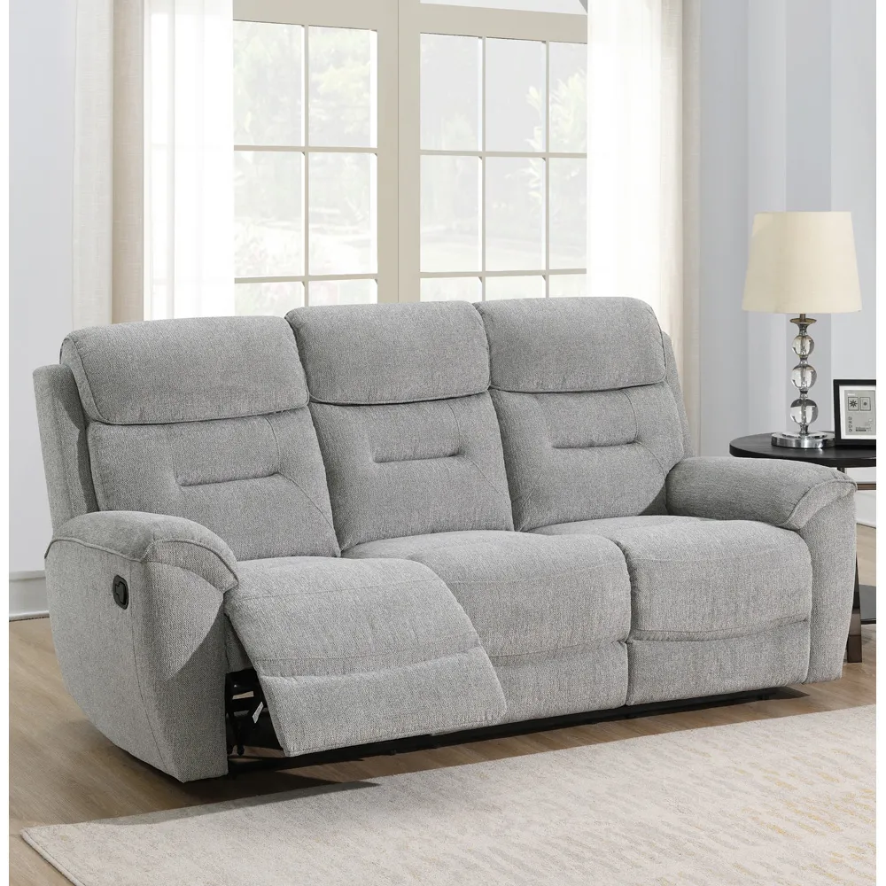 3-Seater Manual Recliner Sofa - Light Grey