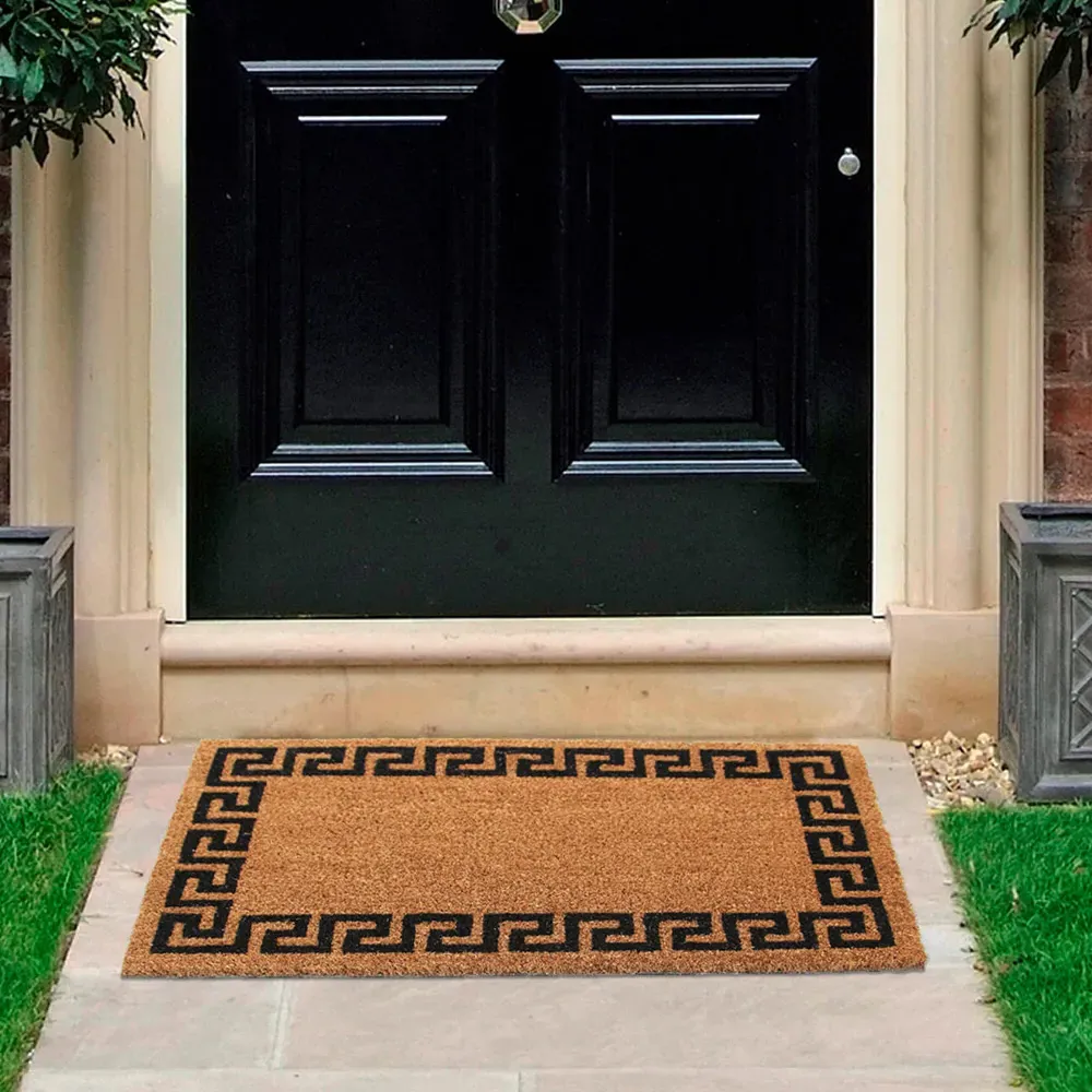 Aztec Wall Coir Door Mat - Black