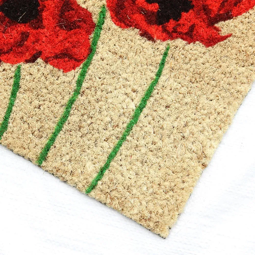 Eternal Poppy Coir Door Mat 40x60cm - Natural