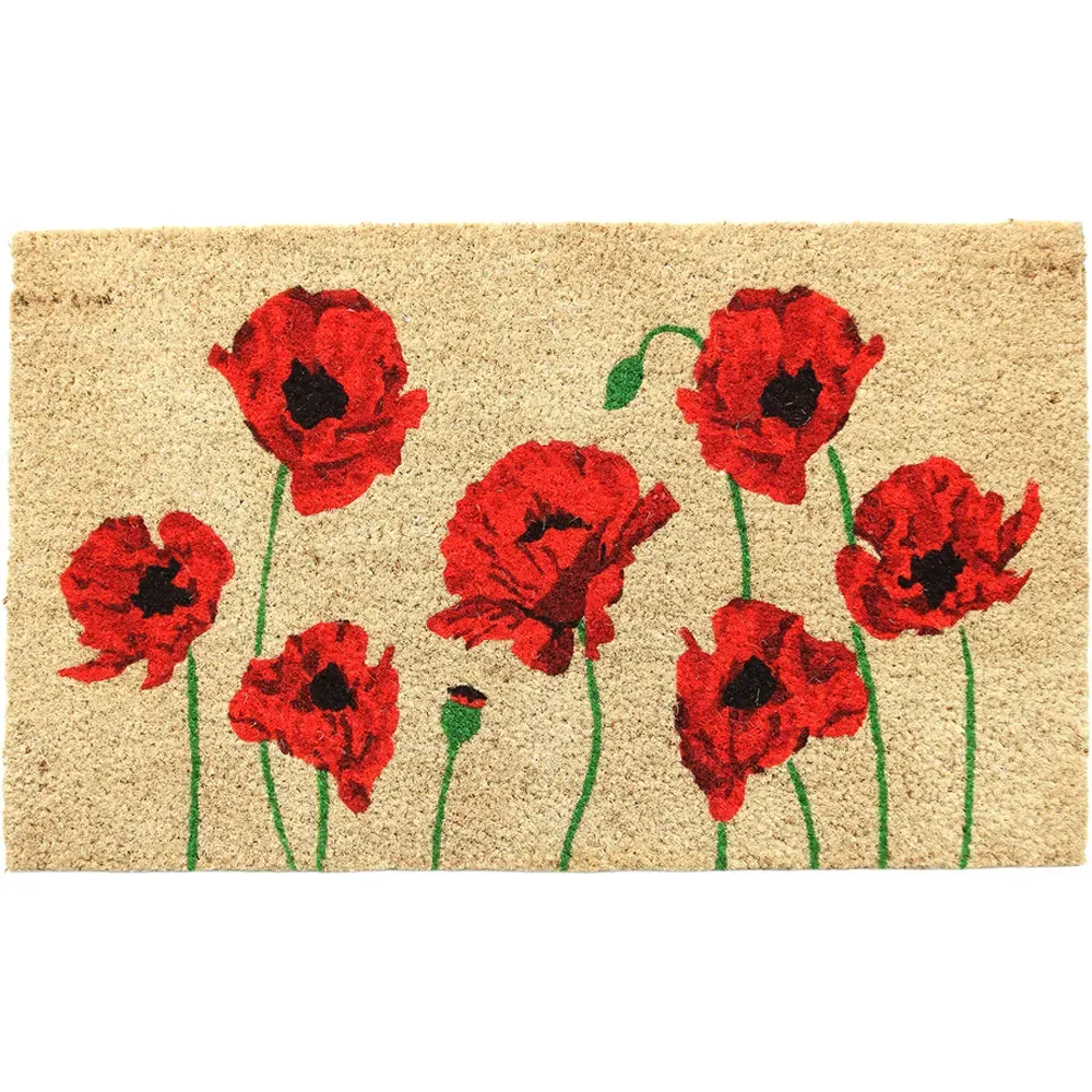 Eternal Poppy Coir Door Mat 40x60cm - Natural image