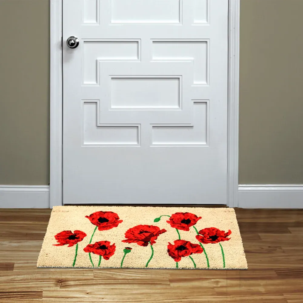 Eternal Poppy Coir Door Mat 45x75cm - Natural