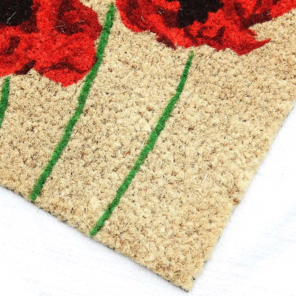 Eternal Poppy Coir Door Mat 45x75cm - Natural